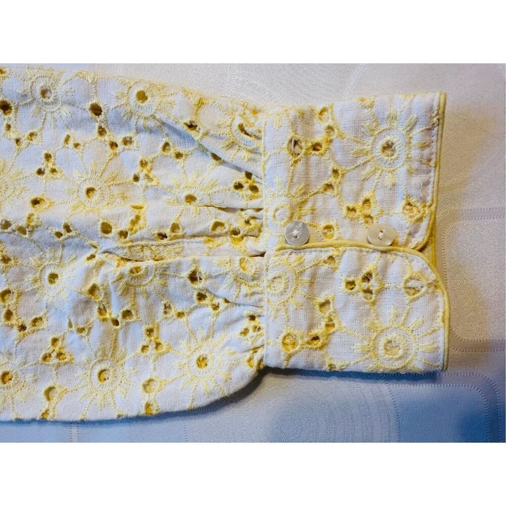 Free people Women’s long sleeved button up yellow cotton cropped tops Sz XS, NWT - Picture 14 of 14
